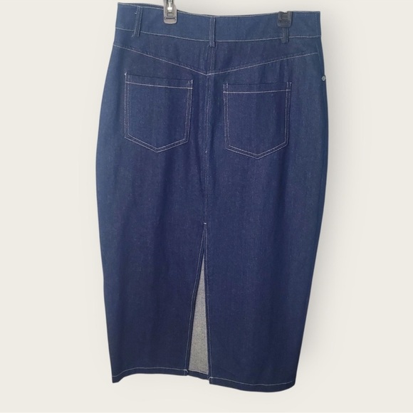 Avec Les Filles Piped Denim Midi Pencil Skirt Size 14 - Picture 2 of 7